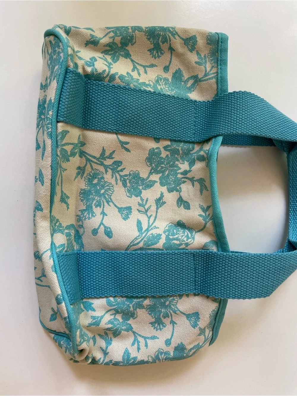 Canvas Floral Tote Bag in Teal